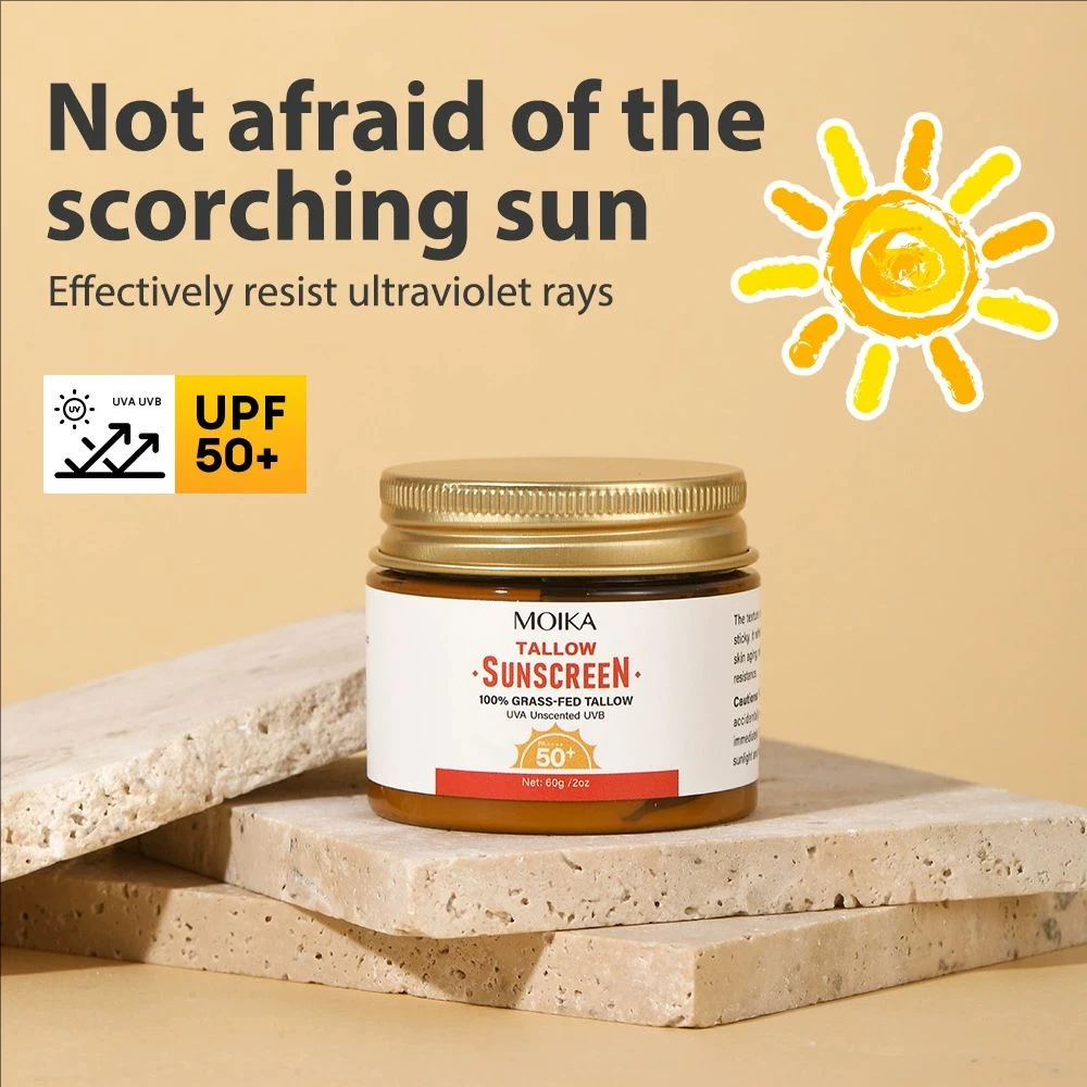 Beef Tallow Spf 50 Sunscreen Anti Sunburn UV Moisturizing Face Sunblock Matte Refreshing Waterproof Sun Protection Cream