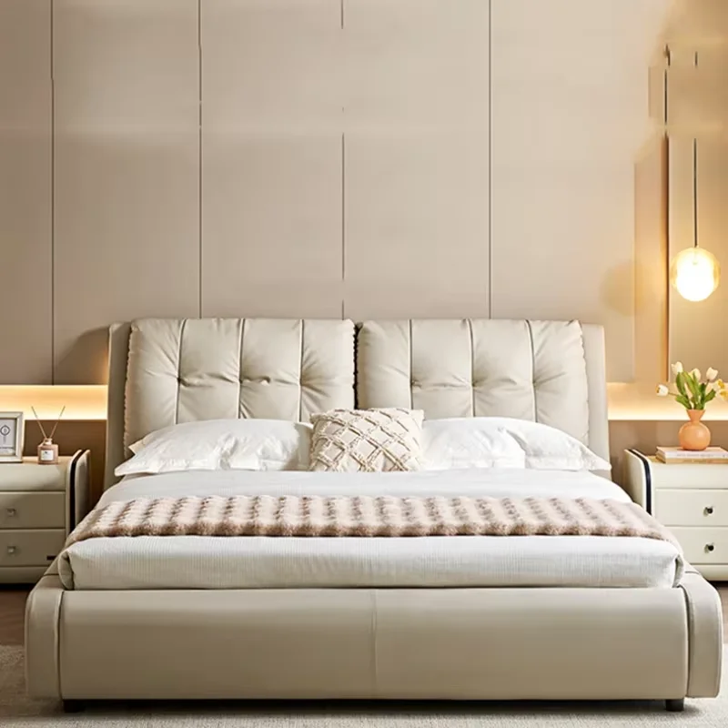 Modern King Size Frame Double Bed Pretty Aesthetic Queen European Bed 2 People Wood Letto Matrimoniale Bedroom Furniture