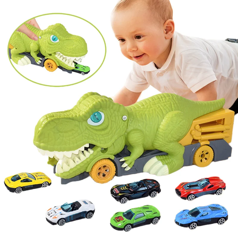 

Dinosaur Devouring Vehicle Toys Car Kids for Boys Transport Carrier Truck Children Racing Track Dinosaur Cars Model Set Gift