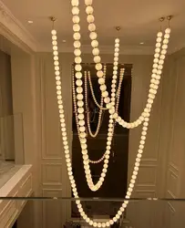 Lucy's Necklace Postmodern LED Gold Chrome White Bubble Hanging Lamp Lustre Chandelier Indoor Lighting Fixture For Living Room