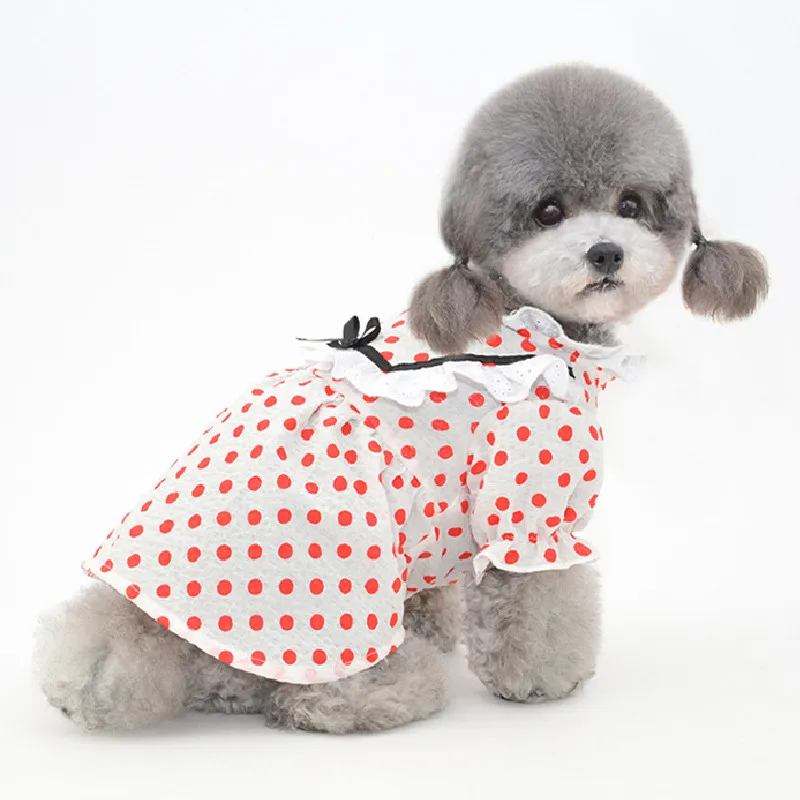 

Fashion Dog Dress Clothes Dots Cat Puppy Princess Skirt York Pomeranian Bichon Poodle Schnauzer Small Pet Dog Clothing Costume