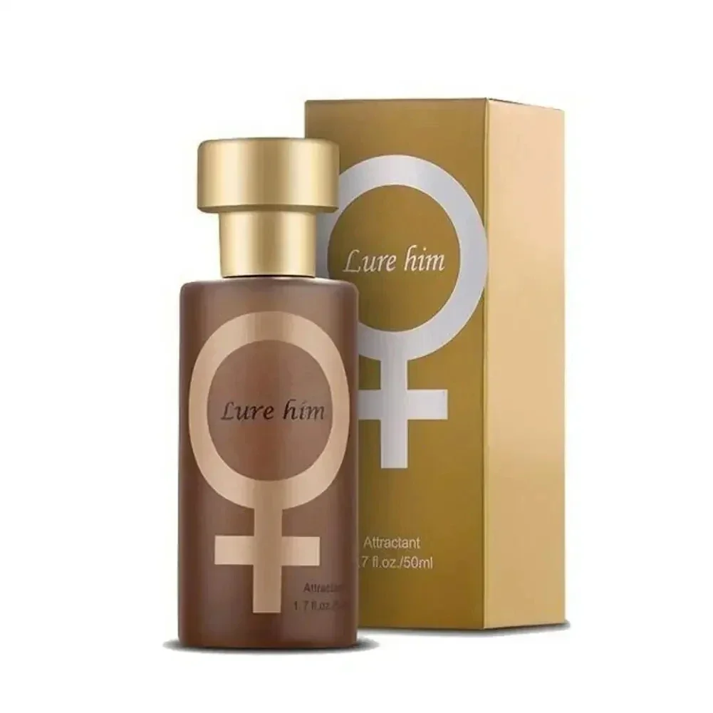 Male and female flirting, body spray oil