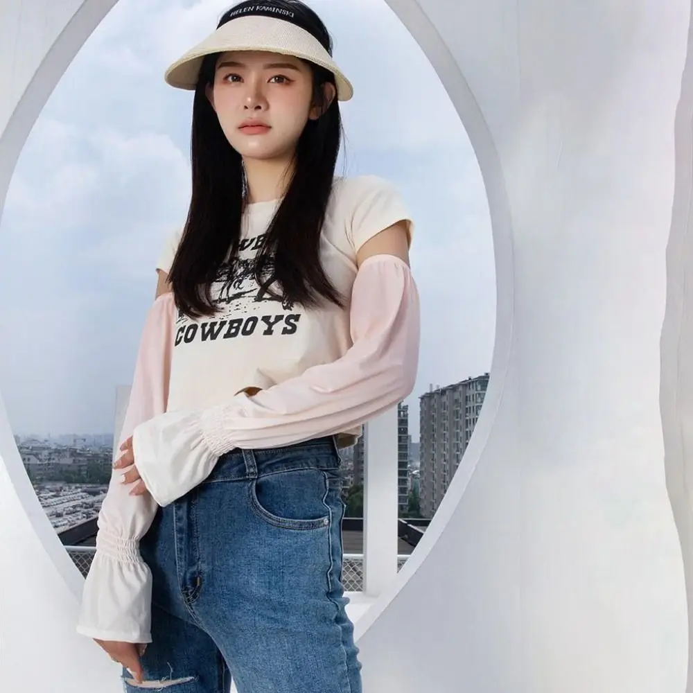 

Дышащие эластичные длинные рукава из ледяного шелка, градиентные солнцезащитные чехлы с защитой от УФ-лучей, тонкие УФ-изоляционные велосипедные перчатки для улицы