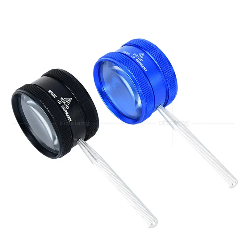 

Handheld Magnifier 35x 50mm Optical Glass Antique Jewelry Amber Diamond Jade Identification Metal Cylinder