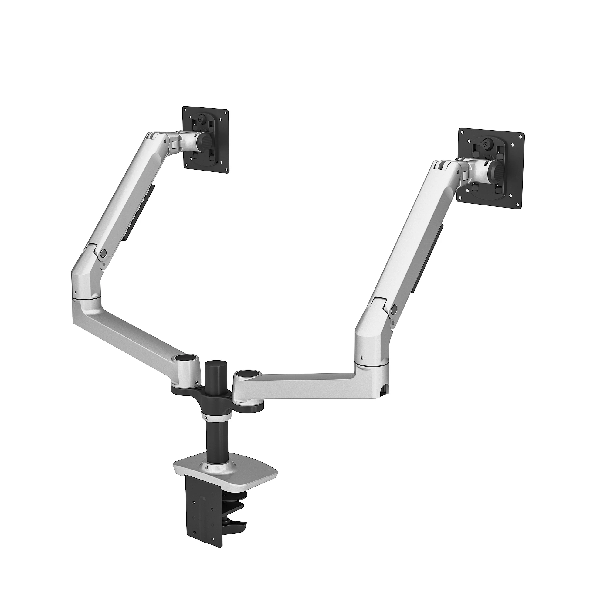 Desktop monitor mount with pneumatic height adjustment rotation and expansion for universal computer display screen