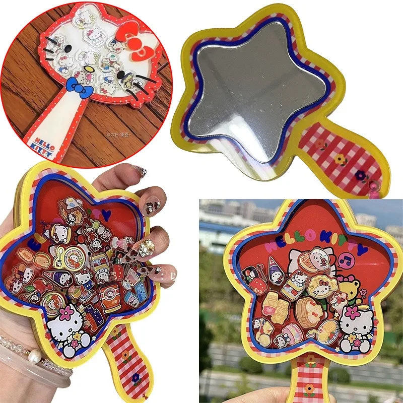 

Sanrio HelloKitty Children's Acrylic Mirror Anime Portable Makeup Mirror Reviving Ancient Style Creative DIY Handheld Mirror