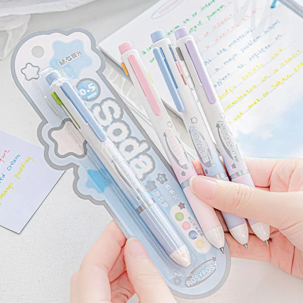 

Multifunctional Four in One Ballpoint Pen Fine Flash Stationery Four-colors Gravity Pen Creative 0.5mm Lead Core