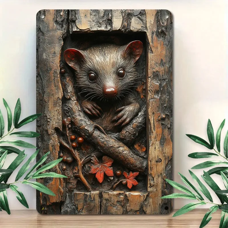 

Rustic - Style Mouse - Themed Aluminum Wall Art Sign & Plaque Poster Funny Signs Idea for Room Cafe Decor, 7.9x11.8"/11.8x17.7"