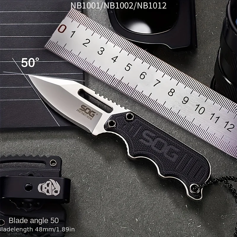 5CR15 stainless steel lightweight EDC small straight knife, K sheath carry sharp tool, rubber handle comfortable grip, portable