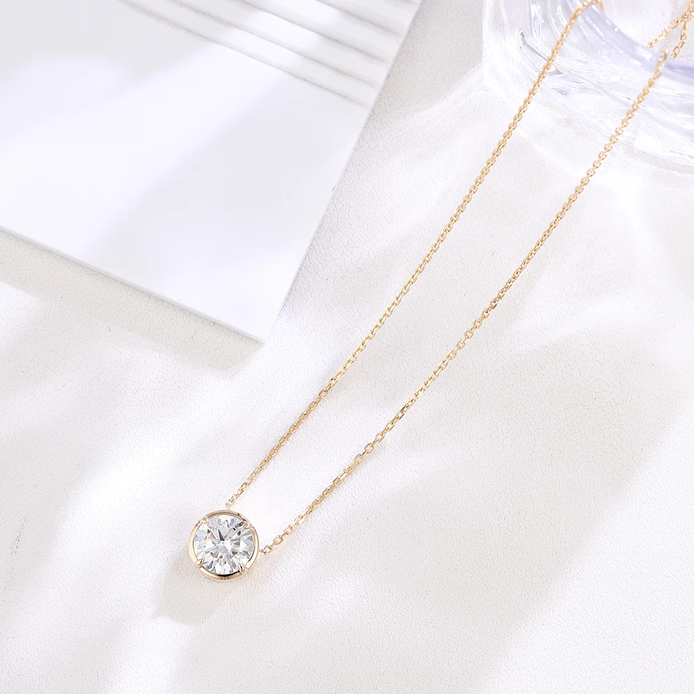 

Provence Jewelry Lab Diamond 14K Gold Necklace with Round Cut Solitaire Pendant Wedding Anniversary Gift for Women