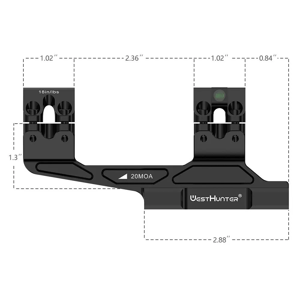 

WestHunter Precision One-piece 20MOA Cantilever Scope Mount 34mm 30mm Tube Fit Picatinny Rail CNC Machined Hunting Accessories
