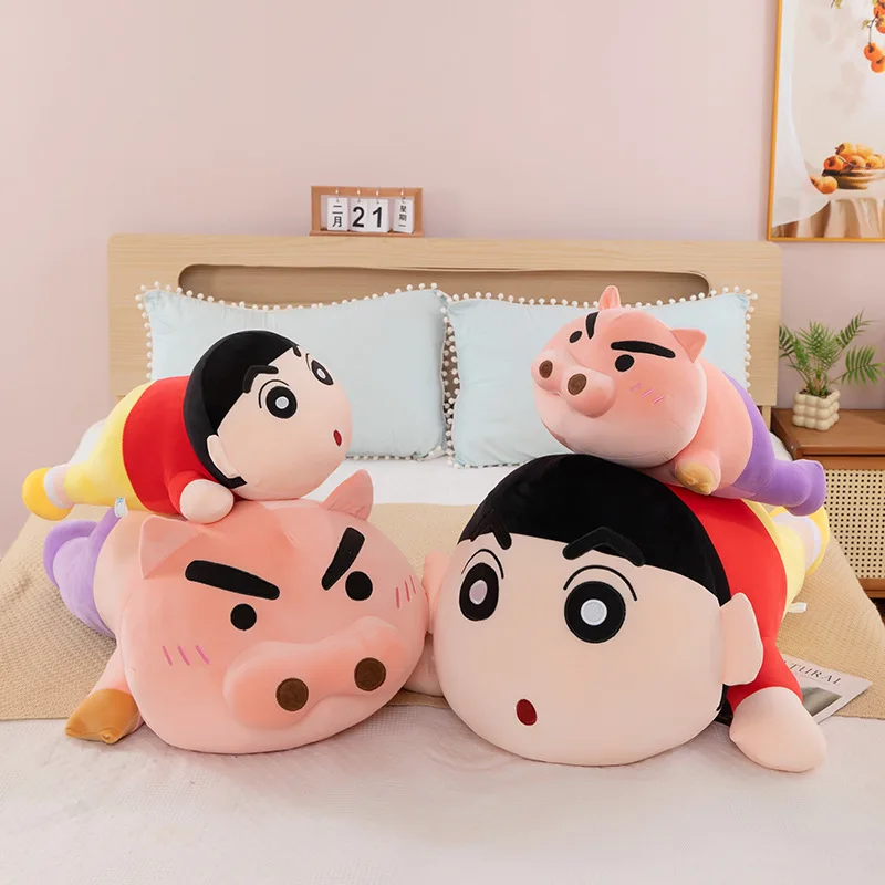 Kawaii Sanrio Plüschtier Niedlicher linker Schutz Schwein Crayon Shin Chan Gefüllte Puppe Kinder Geburtstagsgeschenk Kuschelkissen Weiches Plüschtier Kinder