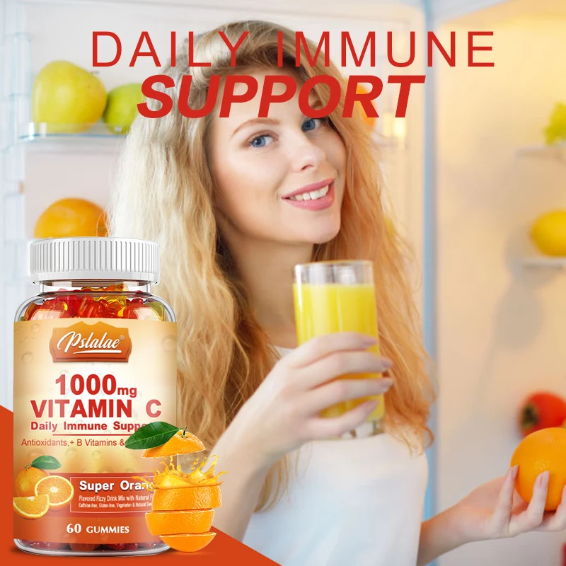 Vitamin C 1000 Mg Gummies - Multivitamin with Electrolytes, Immune Support for Skin - Non-GMO - 60 Orange Flavored Gummies