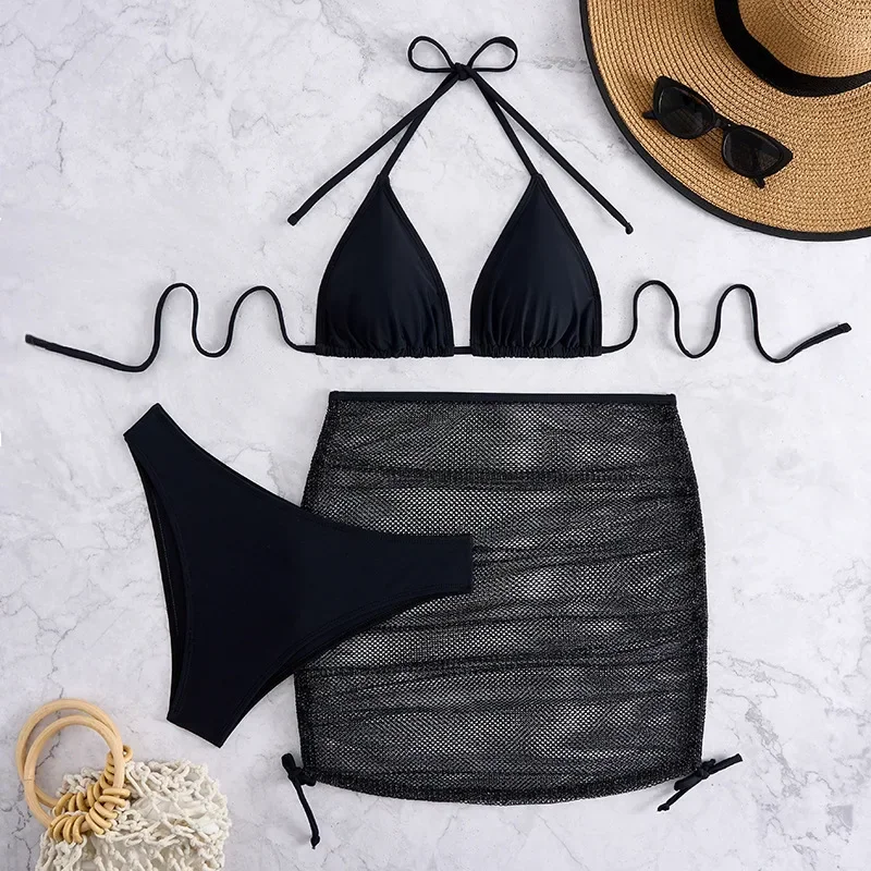

Черные сексуальные бикини, женские купальники, женские купальники из трех предметов, пляжная одежда, купальные костюмы, бразильский комплект бикини, купальщица в бассейне