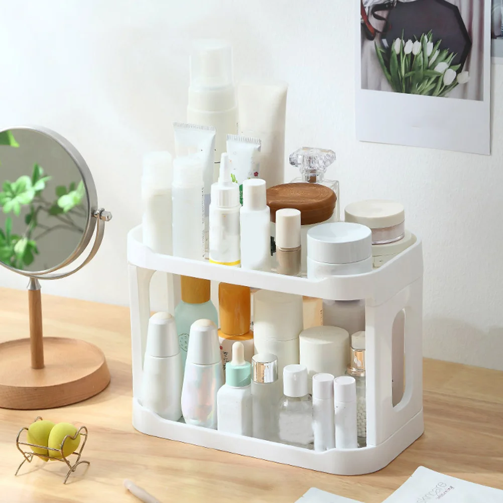

Storage Rack Double Layer Makeup Organizer Desktop Holder For Beauty Products Body Sprays Perfume Detachable
