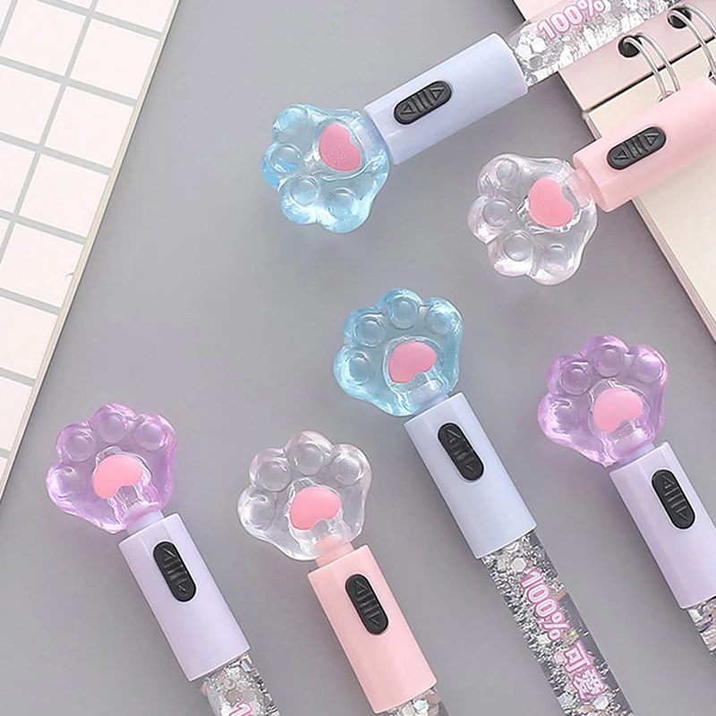 Creative Kawaii Cat Claw Glowing Gel Pen Cute Led Light Pen Stationery Student Signature Pens School Office Writing Supplies