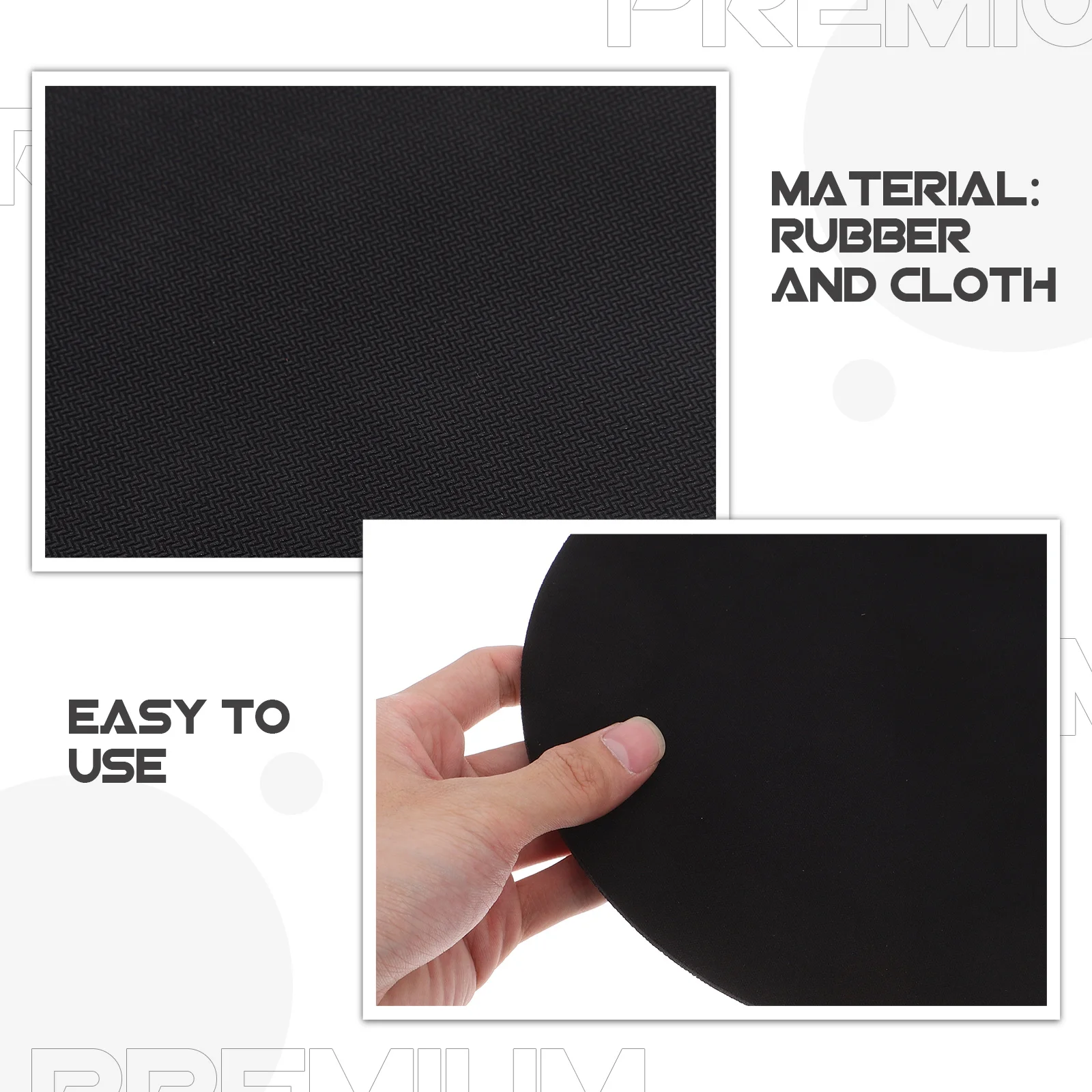 Mouse pad circular 22 cm de diâmetro 3 mm de espessura base de borracha antiderrapante deslizamento suave para laptop de jogos de escritório preto
