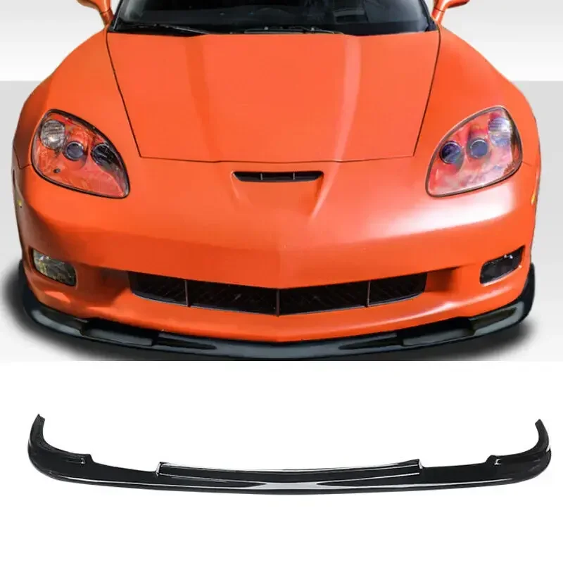 Front Bumper Lip For Chevrolet Corvette C6 Z06 Zr1 2005-2013 Cars Accessories WideBody Version Splitter Spoiler Glossy Black