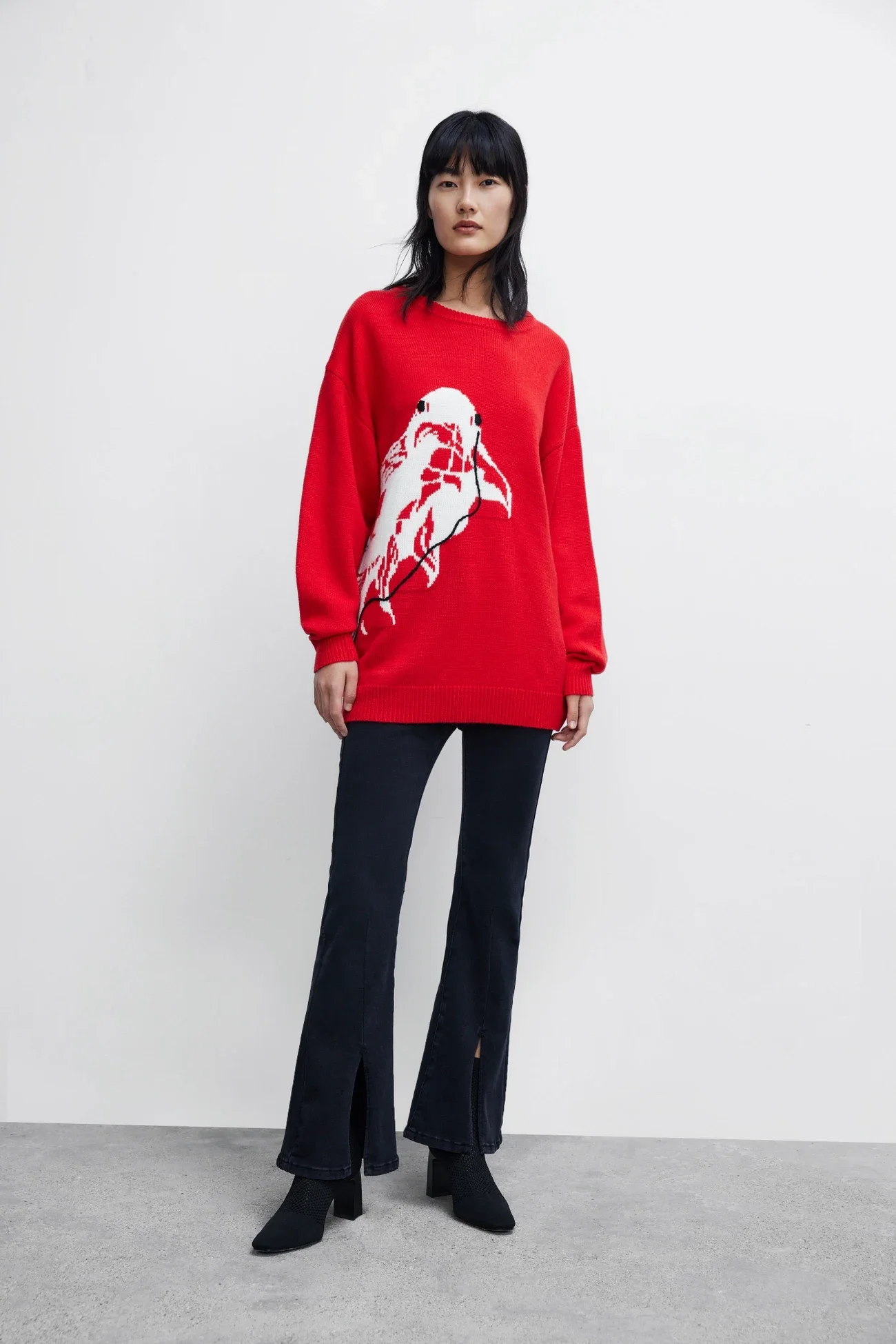 

Ethereal 2024 new style of Women's casual trend bright koi jacquard pullover knit T-shirt