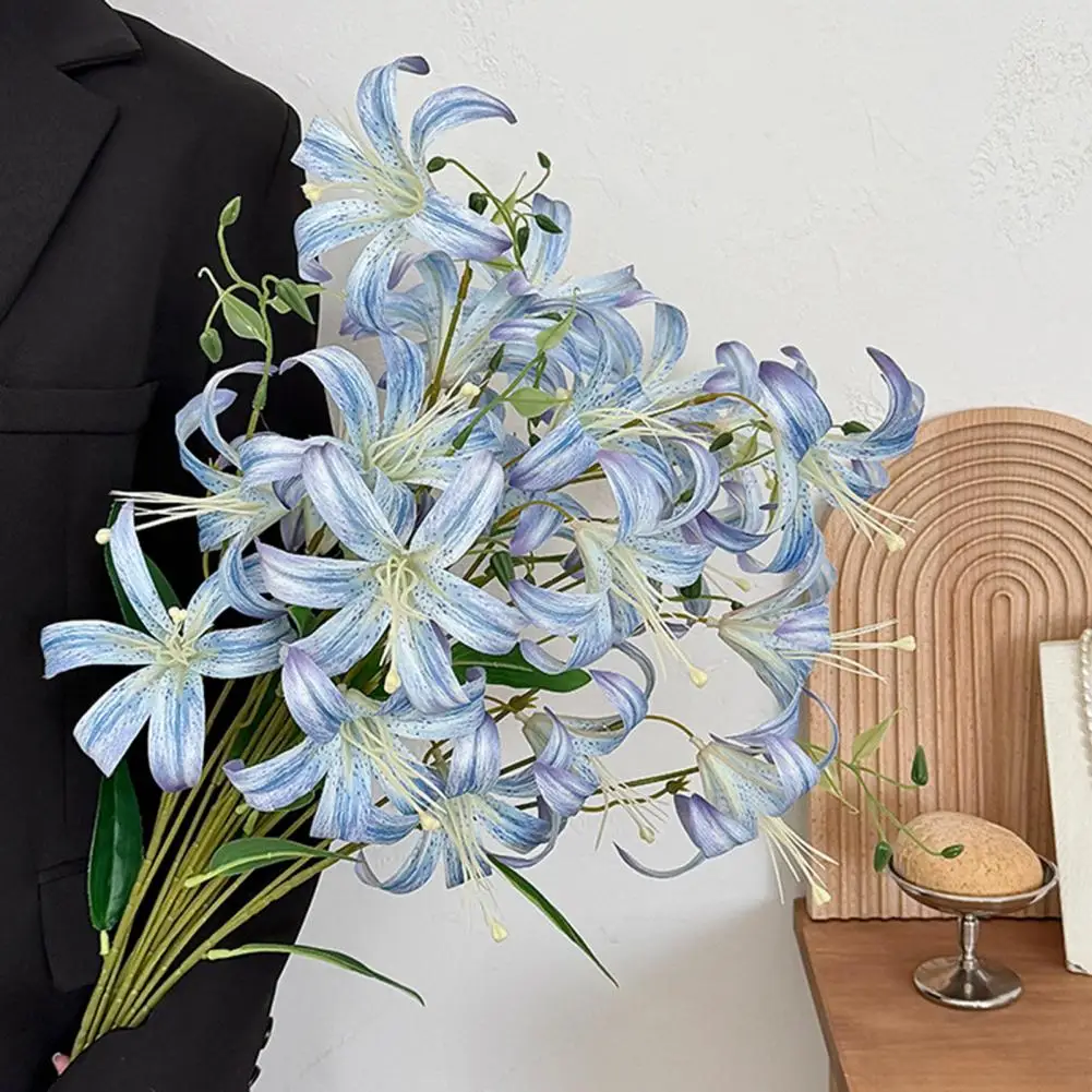 

Faux Lily Flower,Artificial Lily Branch with 4 Bloom Heads,Real Touch Lilium Flower Home Wedding Birthday Gift Party Decoration