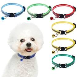 Safety Dog Collar Cat Necklace with Bell Pet Reflective Patch Collar Cat Buckle Adjustable Dog Collar Dog Supplies Chihuahua