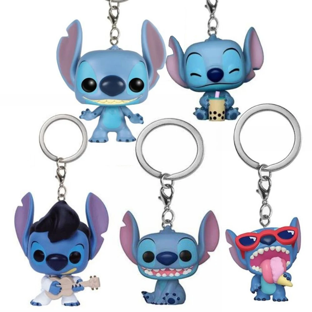 Anime Keychain Cartoon Lilo & Stitch Cute Doll Keyring Ornament Key Chain Car Pendant Kids Gift