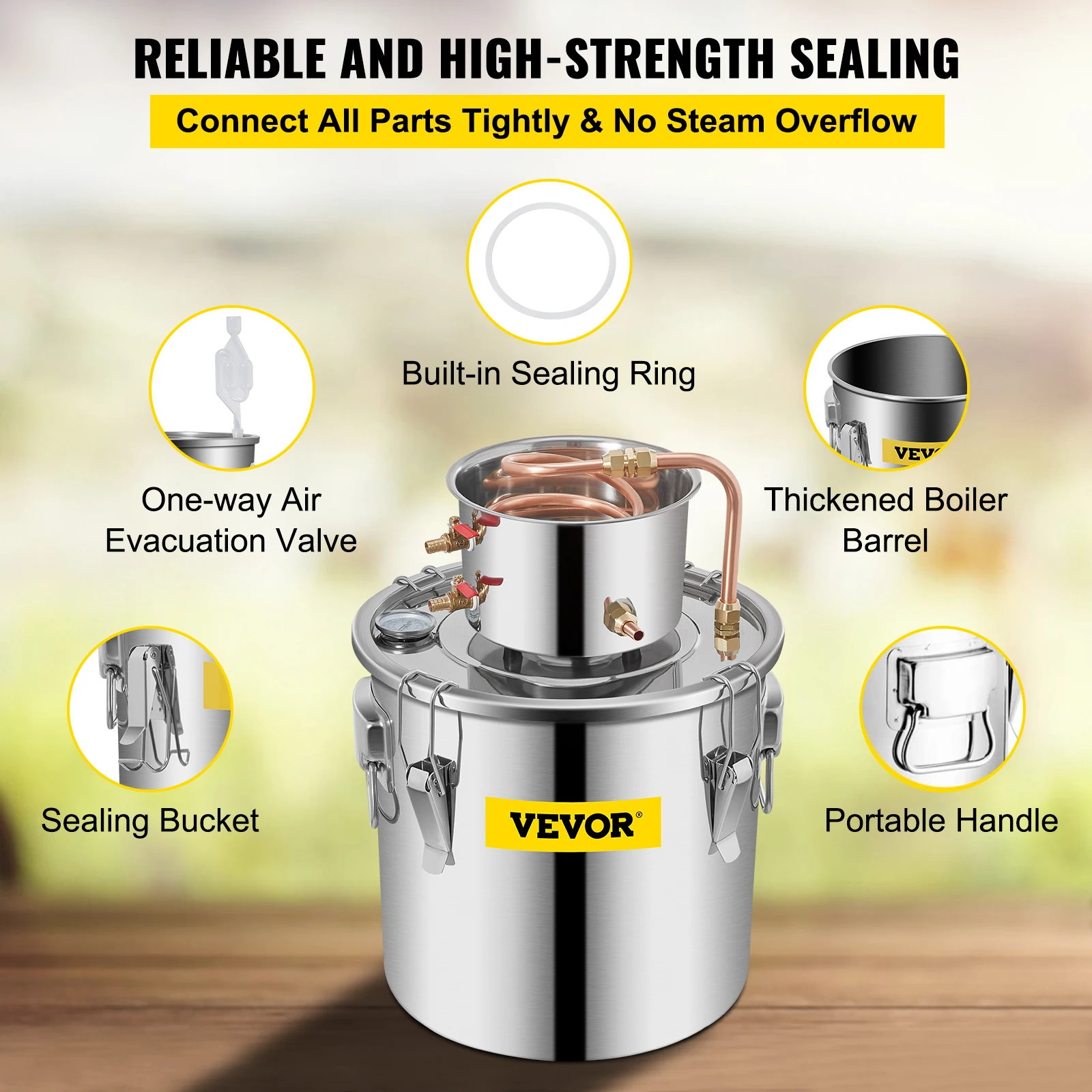 VEVOR 3 5 8 جالون المقطر Moonshine الكحول المشروب المياه النبيذ زيت طبيعي تخمير عدة الفولاذ المقاوم للصدأ النحاس مع مضخة للمنزل DIY بها بنفسك