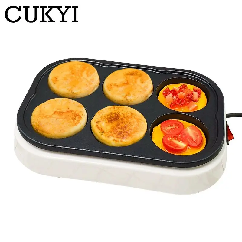 CUKYI Wheel Cake Machine hamburger maker Red Bean Cake maker DIY snack for child Non-Stick coating 6 Holes household kitchenware