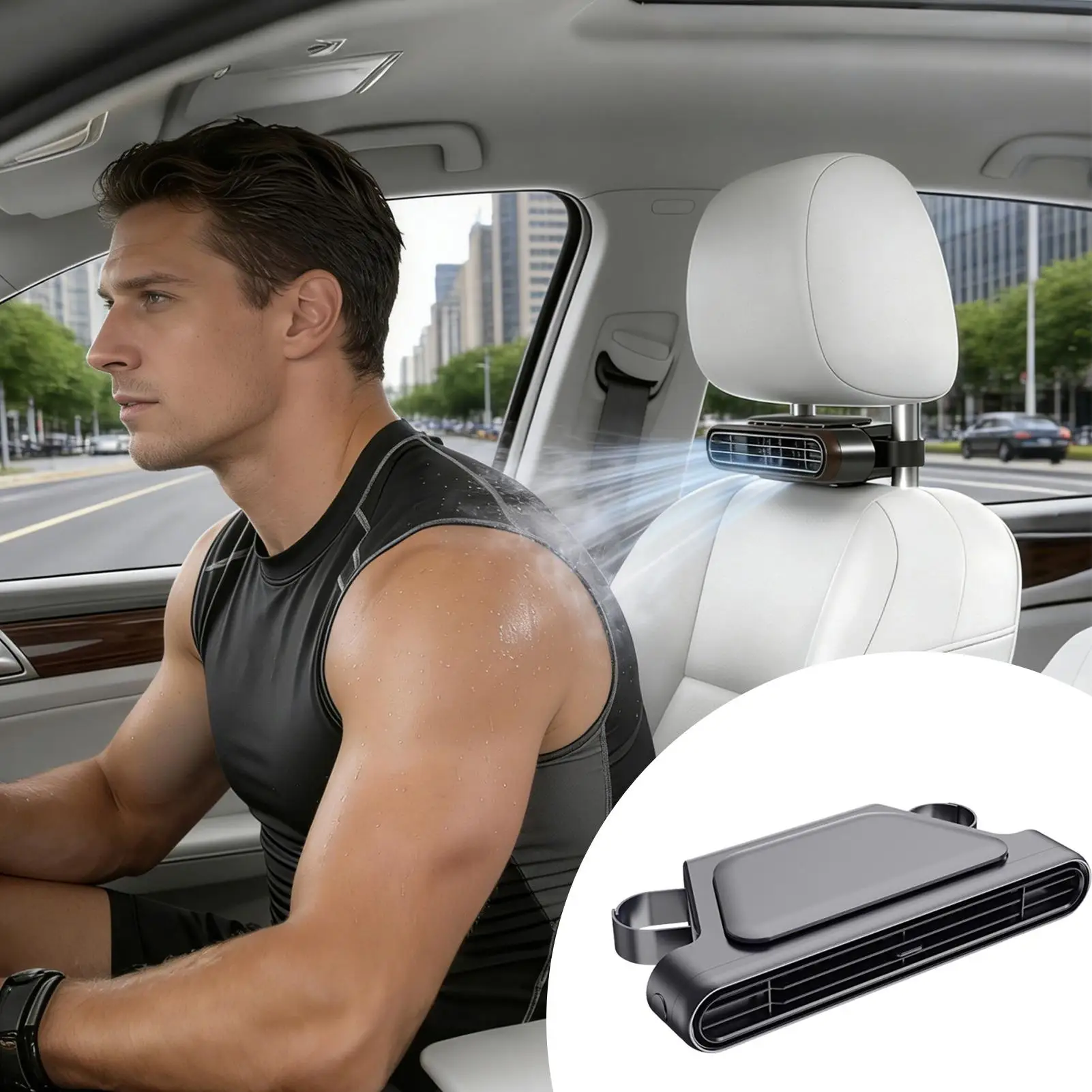 Portable Fan Rechargeable 3-Mode Quiet Cooling Double Turbine Car Fans That Blow Cold Air For Sedan SUV RV Van Vehicle Interior