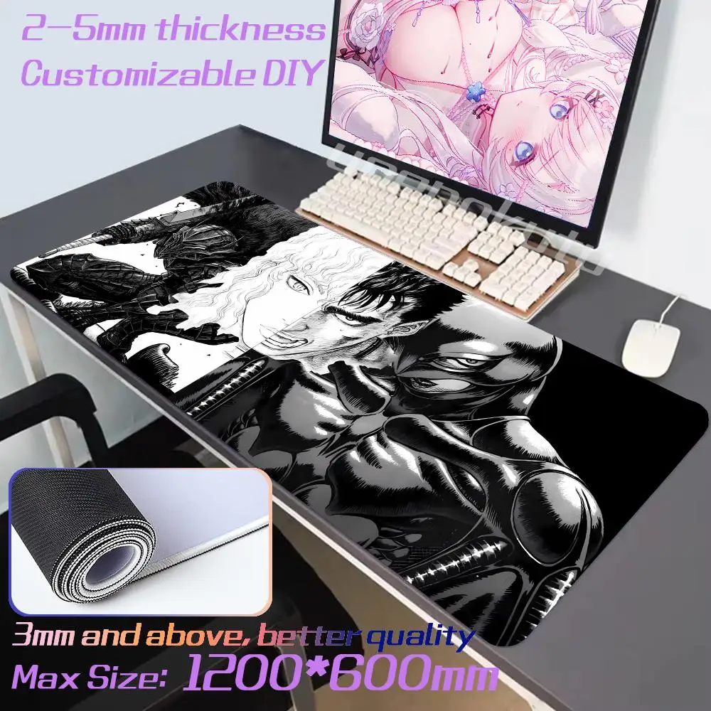 

XXL 900x400 Guts Sword in Berserk Mouse Pad Computer Laptop Anime Keyboard Large Keyboards Gamers Deskpad Rubber Stitched Edges