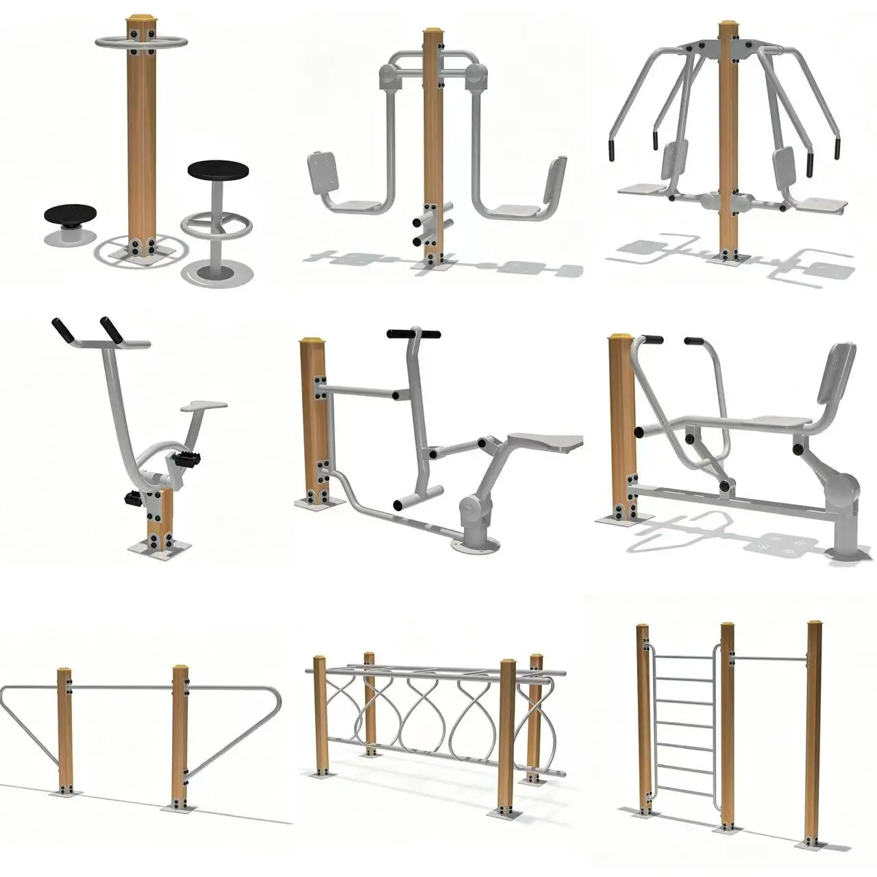 Multi‑Function Outdoor Fitness Equipment WPC Galvanized‑Steel Horizontal Ladder Pull‑Up Bar for Public Park