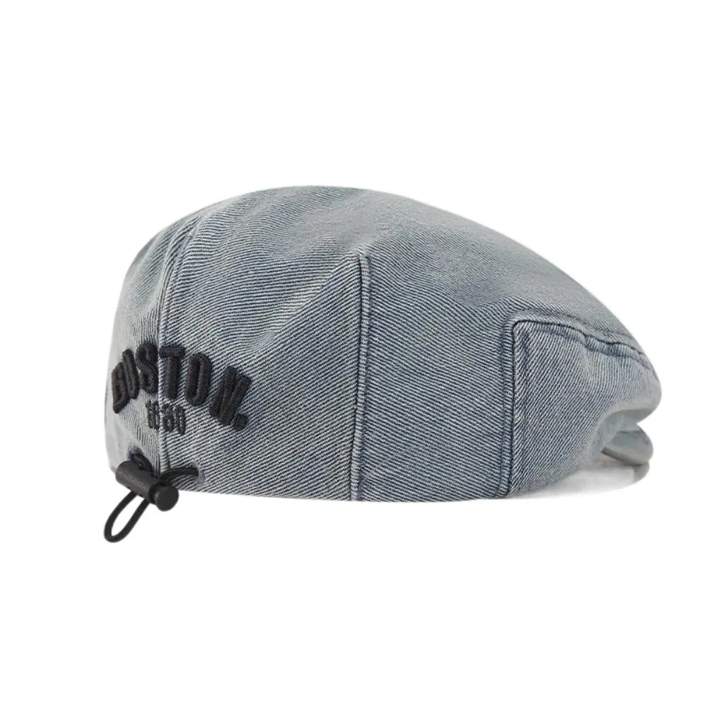 

Регулируемый однотонный детский джинсовый берет с вышивкой букв на шнурке, фуражка в стиле Харадзюку, универсальная кепка газетчика, осенняя кепка