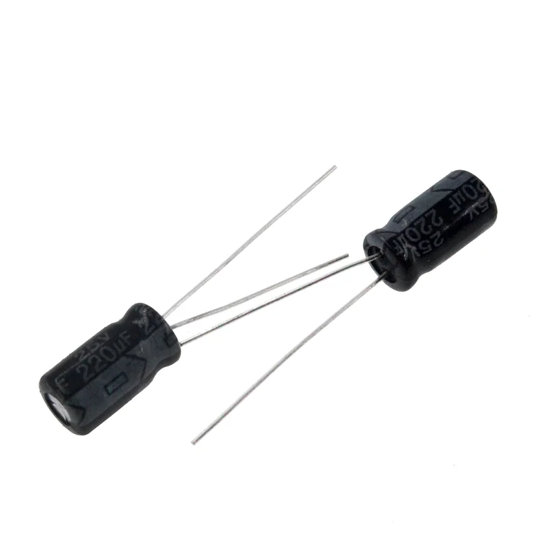 100Pcs 220UF 25V 220MFD 25WV 6*7Mm Aluminium Kapasitor Radial