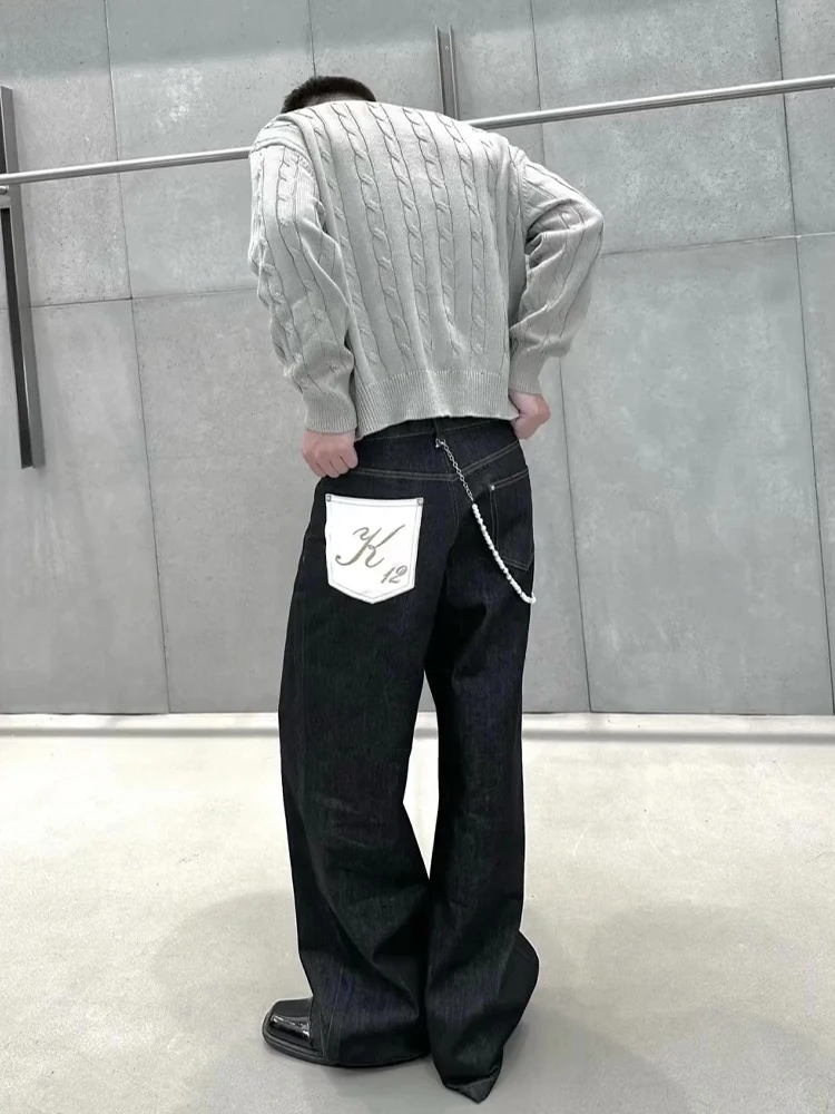 

Американские летние тонкие джинсы прямого кроя в стиле High Street для мужчин, повседневные молодежные брюки CleanFit с эффектом потертости, свободный крой