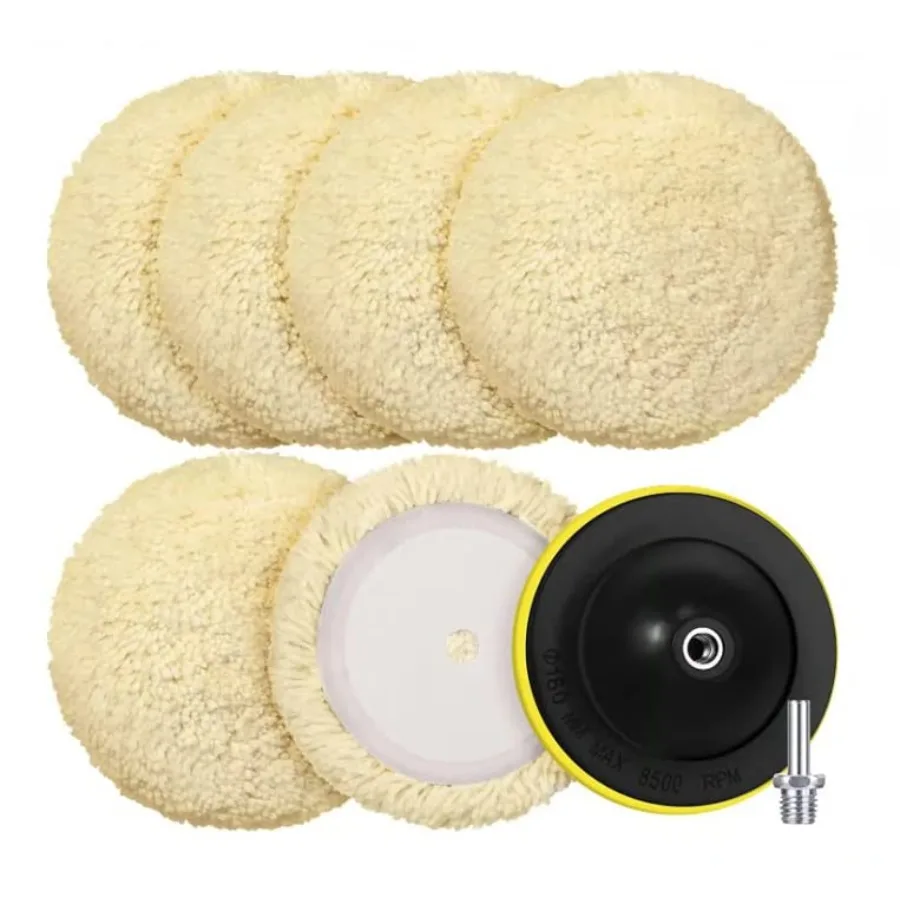 

Pcs Wool Buffing Polishing Pads Hook Loop Cutting Pads with Backing Plate for Car, Boat, Wood, Marble Surface Polishg and Scrat