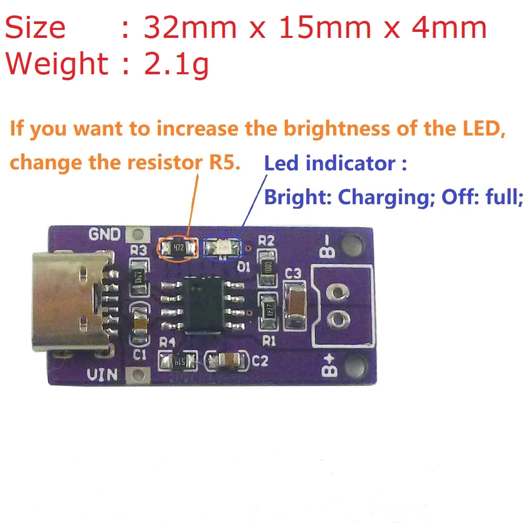 TYPE-C 1S 2S 3S NIMH Rechargeable Battery Charger Module 1.5V 3V 4.5V for 1.2V 2.4V 3.6V CC/CV DC-DC Converter Module