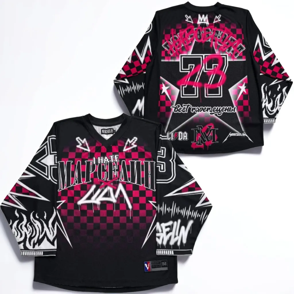 

Harajuku Hip Hop Streetwear Casual Baseball Jersey Casual Top Oversized Y2k марселин Jersey Long Sleeves Rock T-shirt