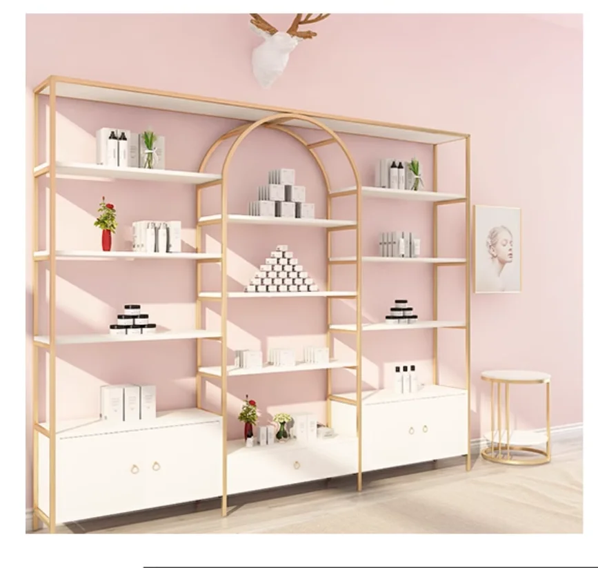 Cosmetics beauty salon display cabinet on the display shelf with hand gift shelves floor shelves