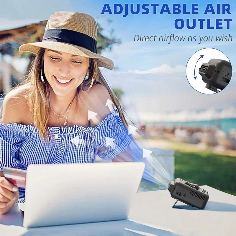 

8000mA Rechargeable Waist Clip On Fan,Neck Fan,Portable Outdo Sports Work Fan,Adjustable Air Outlet Low Noise,USB Cooling Fan