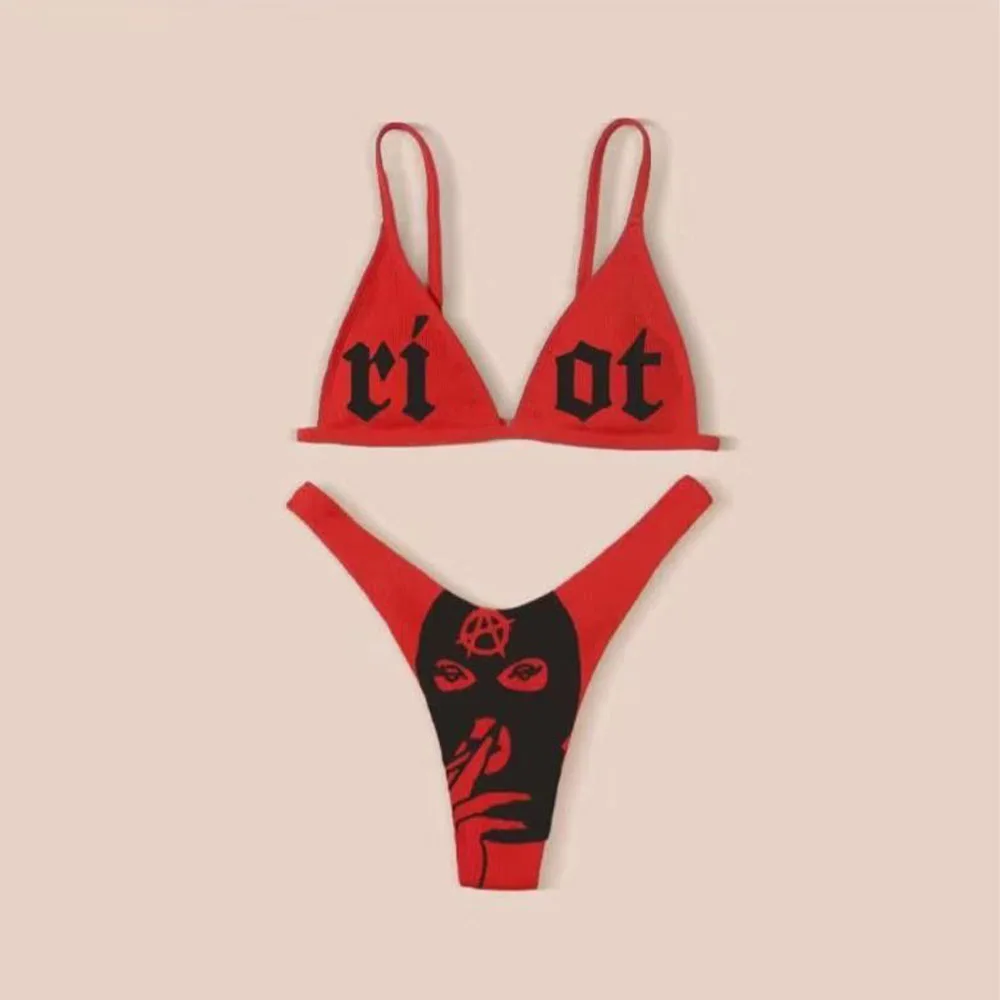 

New European and American Printed Bikini Swimsuit Two-Piece Set for Women's Sexy Fashion Bikini Swimsuit Vacation Beach Outfit