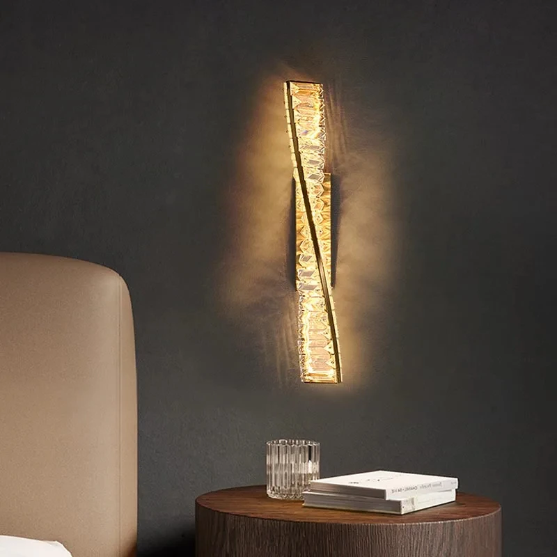 Lámpara Led de cristal dorado de lujo para mesita de noche, lámpara de pared moderna para decoración del hogar, restaurante, sala de estar, YX487TB