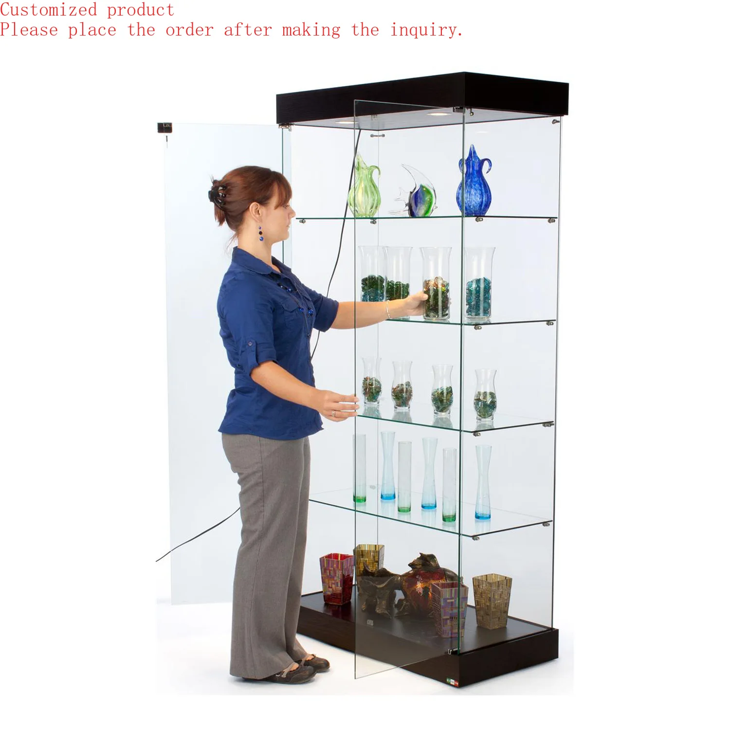 

Custom.Factory Direct Glass Tower Display Cases Full Vison Glass Display Cabinet for Retail Store