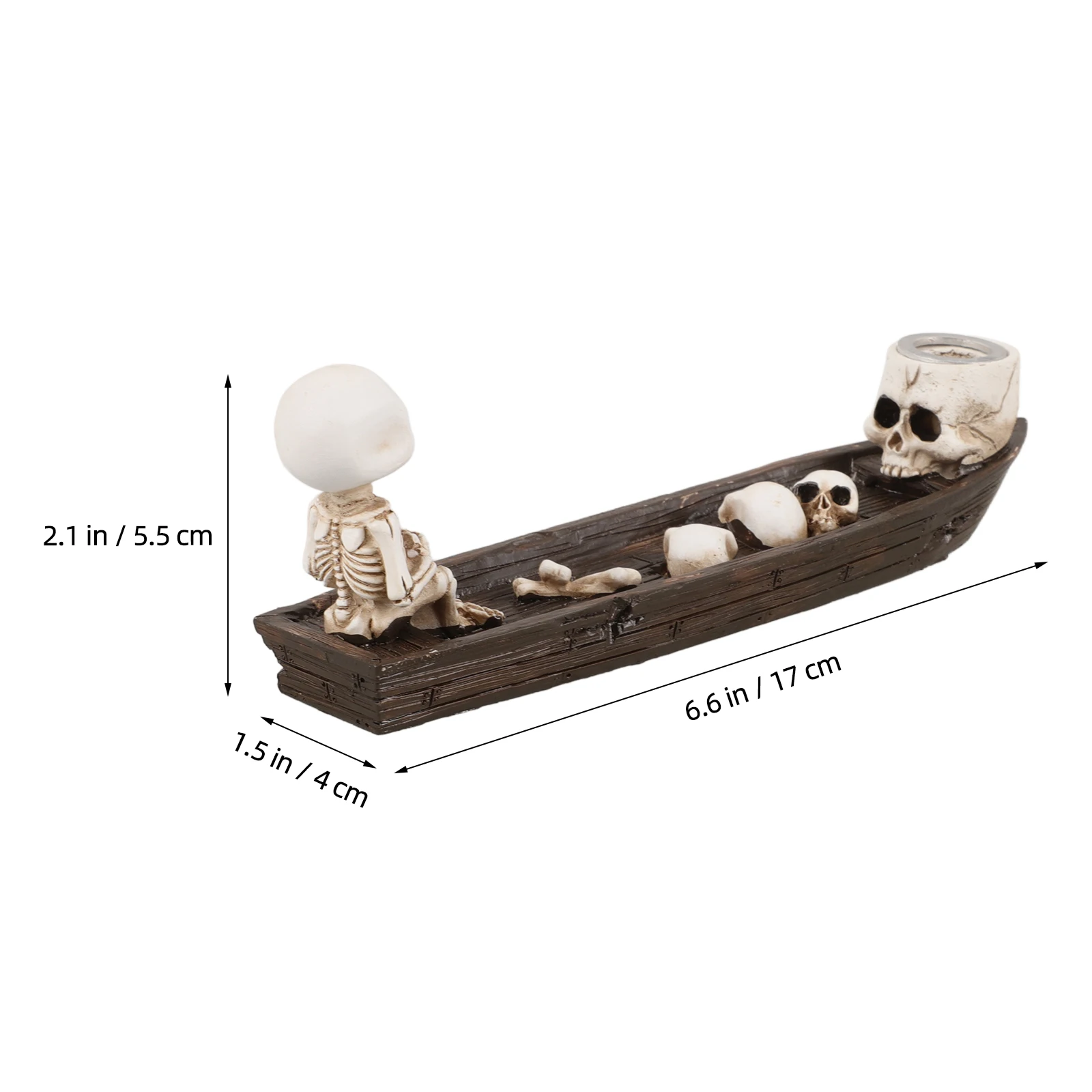 

1 set 1 Set Resin Skull Incense Burner Boat Halloween Decoration Stand Holder For Sticks Cones Tray Statues Home Decor