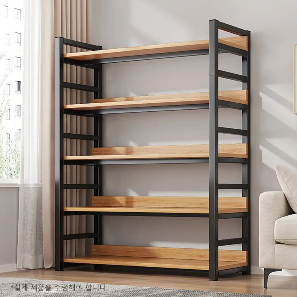 Bookcase Simple Flooring Steel Wood Multi-Layer Living Room Simple Storage Rack Home Bedroom Storage Iron Bookcase Shelves