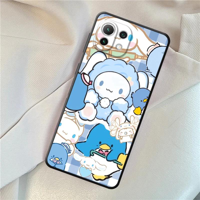 حافظة لهاتف شاومي ريدمي 12C 10 9 K40 K80 Pro A3 A1 A2 Plus 13C A5 14C A4 غطاء هاتف ناعم أسود لطيف سانريو سينامورول