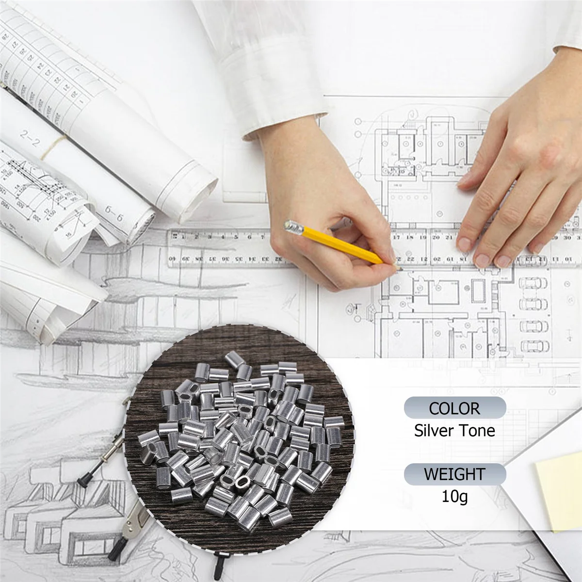 Beauty 100 Pcs 1mm Steel Wire Rope Aluminum Ferrules Sleeves Silver Tone