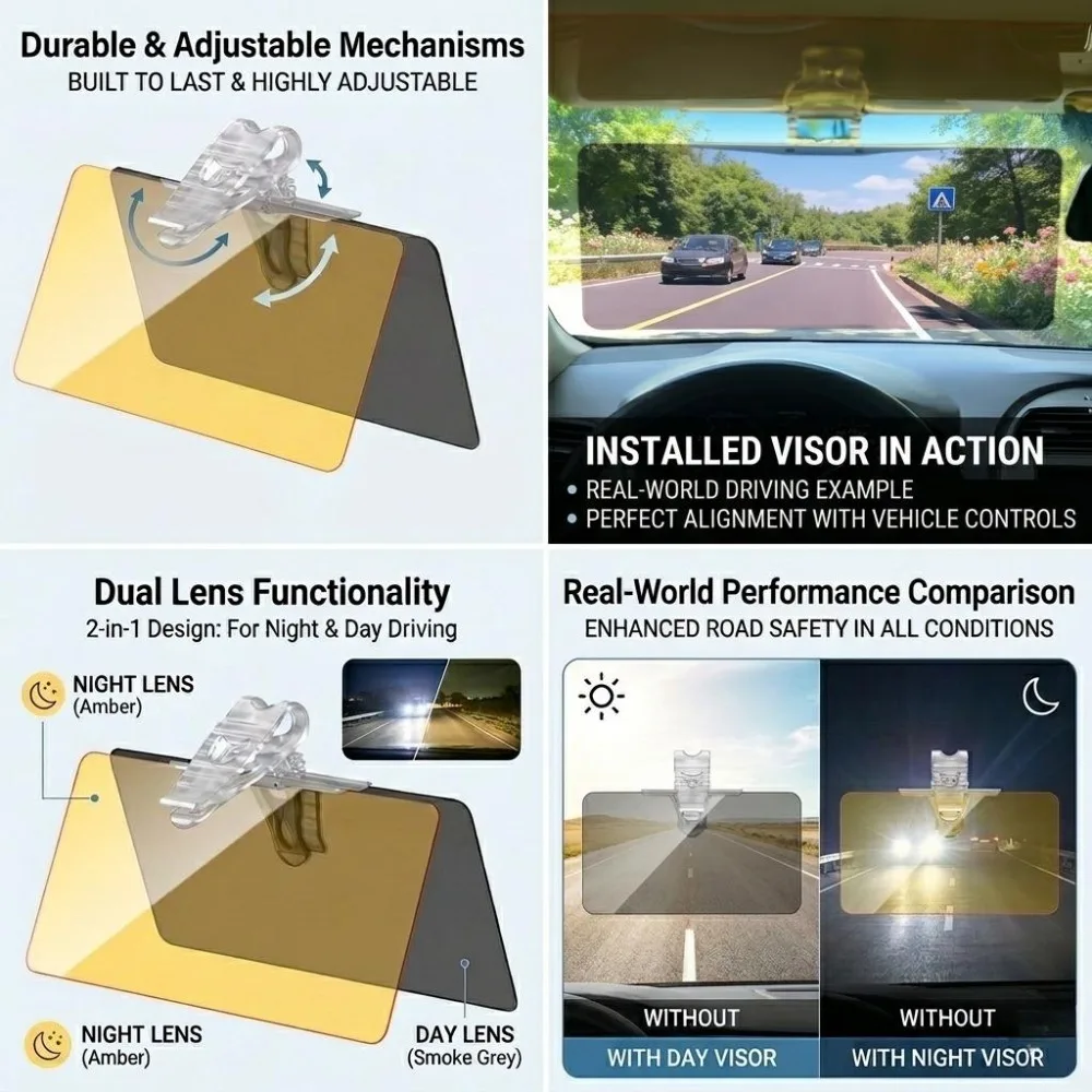 Car Sun Visor UV Blocking Driver Anti Glare Sun Shade Polarized Anti-Dazzle Sunshade Plate Clear Vision Anti-Glare Accessories