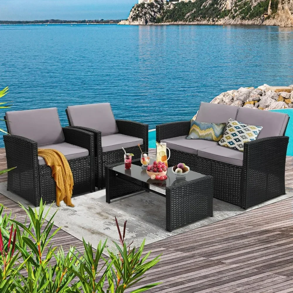 for  Patio Conversation Set, Outside Rattan Sectional Sofa, Cushioned Furniture Set, Wicker Sofa Ideal, Outdoor Furniture Set