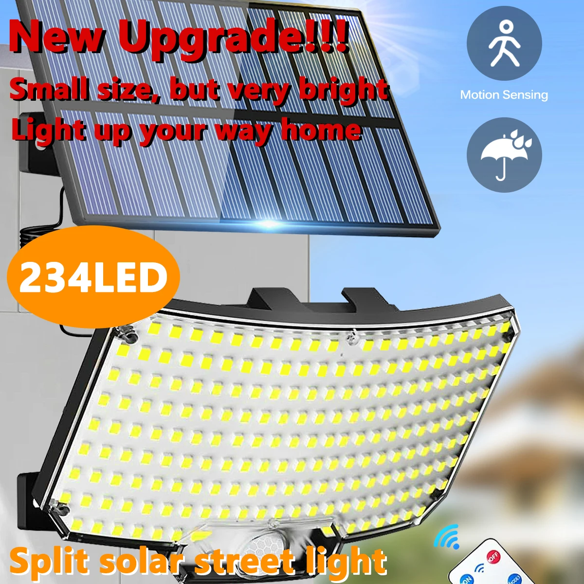 234 LED 3Modes Solar Lights Outdoor Motion Sensor Flood Lights Wall Lamp with Remote Waterproof Security Solar Light for Outside