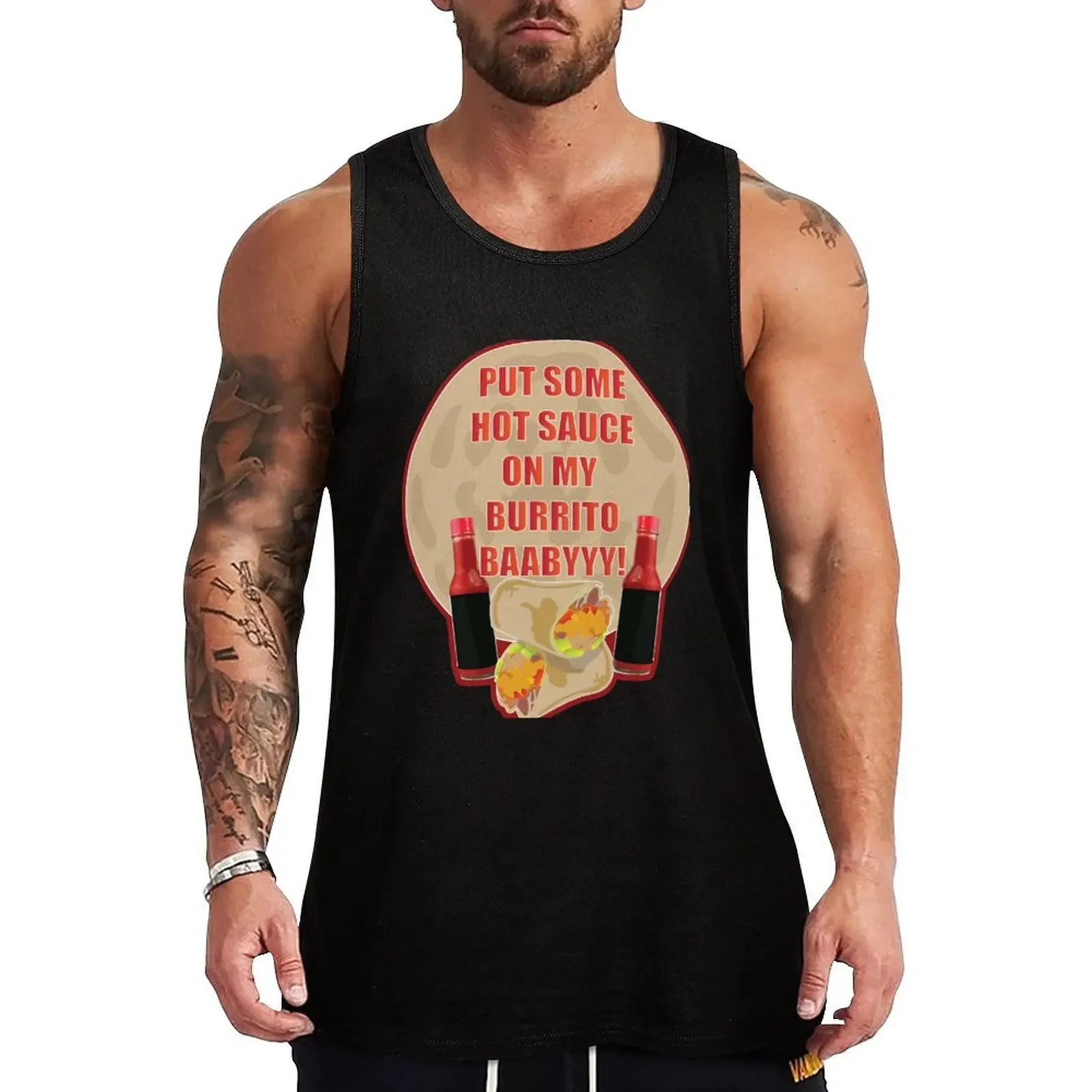 Put Some Hot Sauce On My Burrito Baby! Tank Top Men gym sportswear Men's summer vest Men's gym